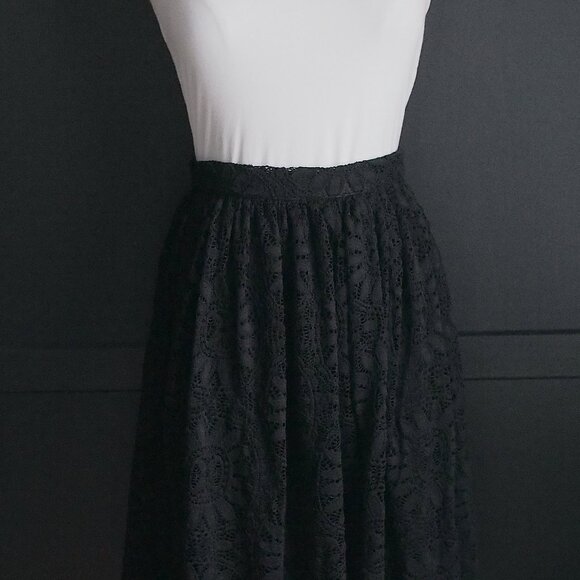 Xhilaration | Beautiful Black Lace Skirt w Scalloped Hem - Picture 1 of 7